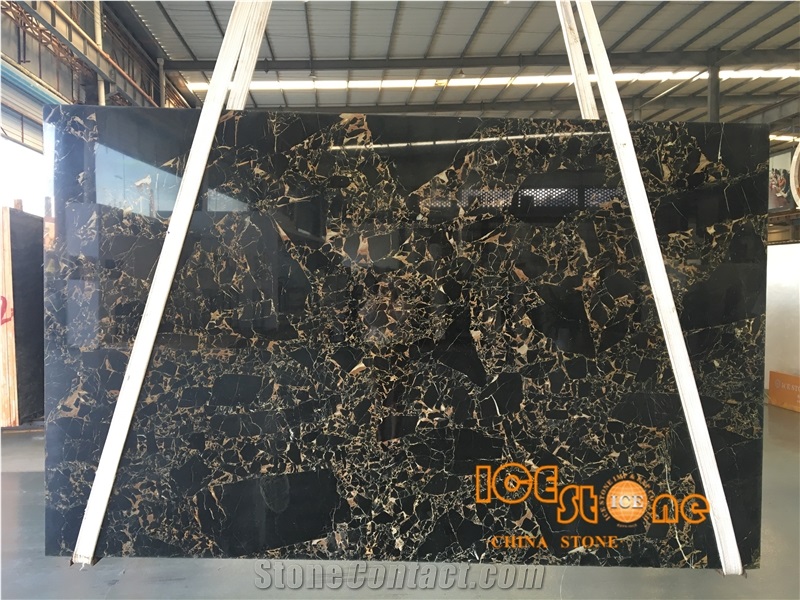 Chinese Nero Portoro Mezza Macchia Gold Marble Blocks