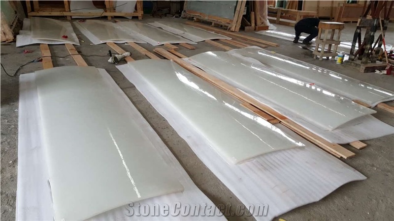 Laminated Jade Glass Slabs, Crystallized Stone