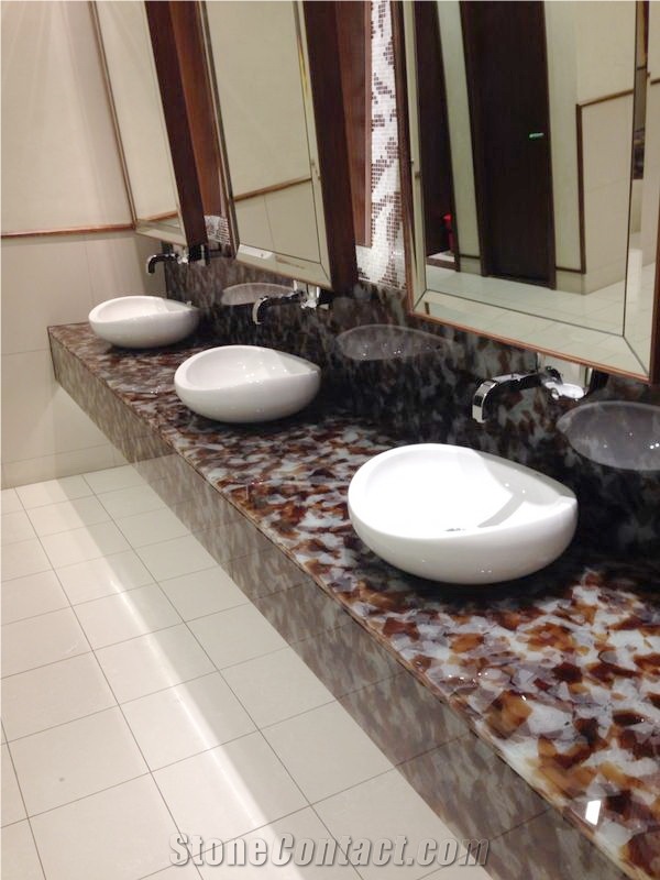 Laminated Jade Techno Glass Slabs