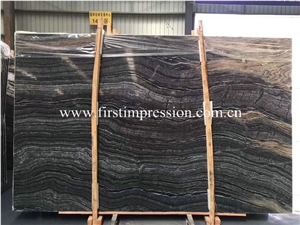 Popular Silver Wave Slabs/China Cheap Black Wooden Marble Slabs&Tiles