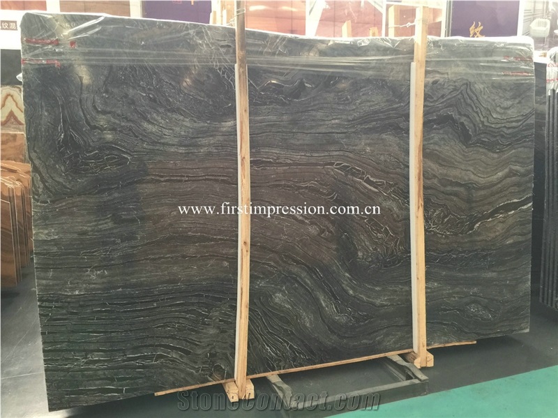 Popular Silver Wave Slabs/China Cheap Black Wooden Marble Slabs&Tiles
