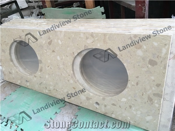 Beige Terrazzo Vanity Tops, Terrazzo Tiles,Artificial Stone Vanity Top