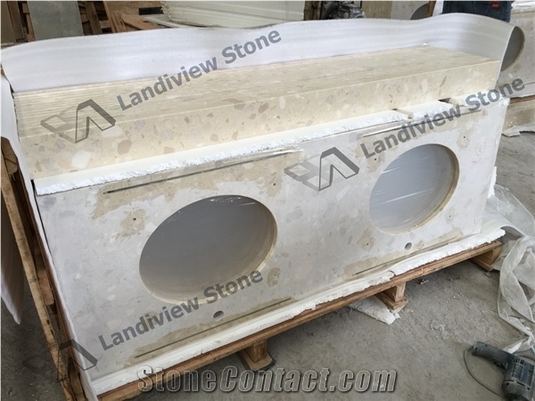 Beige Terrazzo Vanity Tops, Terrazzo Tiles,Artificial Stone Vanity Top