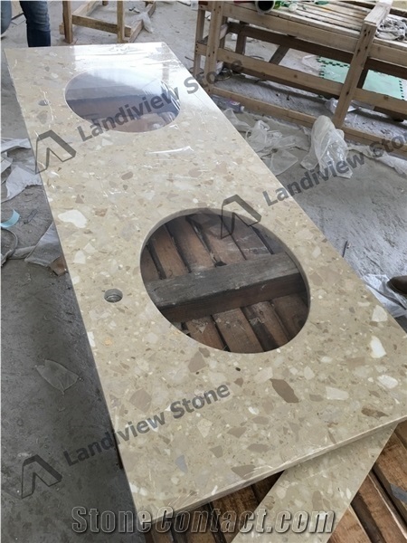 Beige Terrazzo Vanity Tops, Terrazzo Tiles,Artificial Stone Vanity Top