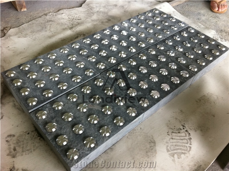 Black Basalt Tactile Blind Stone Pavers Cobblestone Paver Mats