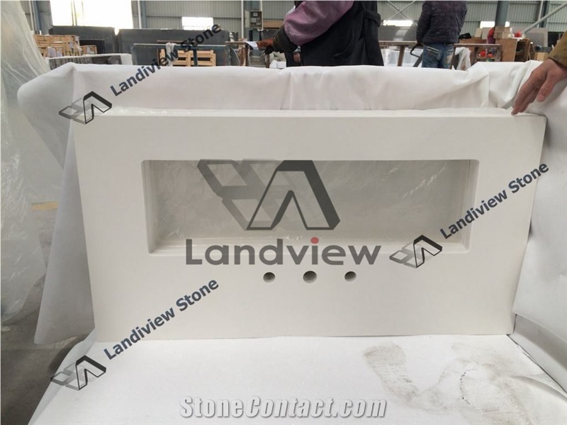 White Quartz Countertop Crystal Stone Kitchen Counter Top