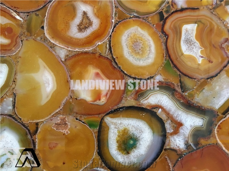Yellow Agate Semiprecious Stone Tiles Slabs