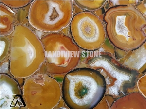 Yellow Agate Semiprecious Stone Tiles Slabs