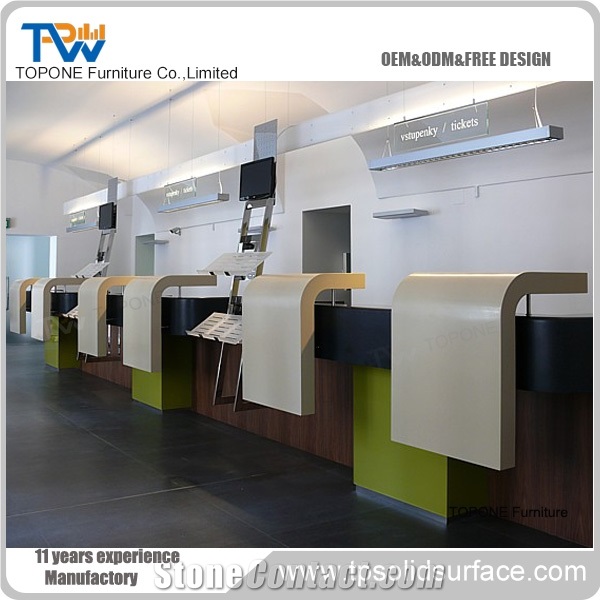 Acrylic Marble Reception Desk Artificial Stone Reception Counter