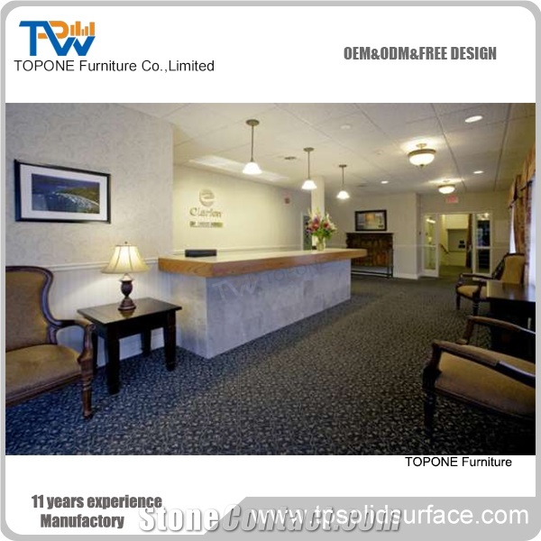 Acrylic Marble Reception Desk Artificial Stone Reception Counter