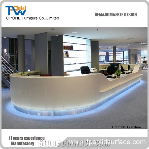 Acrylic Marble Reception Desk Artificial Stone Reception Counter