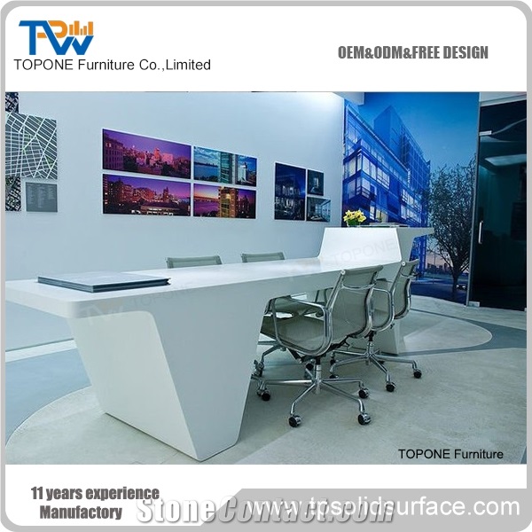 Acrylic Marble Reception Desk Artificial Stone Reception Counter