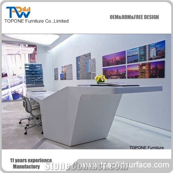 Acrylic Marble Reception Desk Artificial Stone Reception Counter