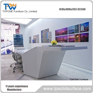 Acrylic Marble Reception Desk Artificial Stone Reception Counter