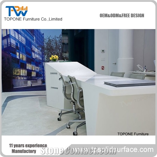 Acrylic Marble Reception Desk Artificial Stone Reception Counter