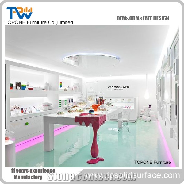 Acrylic Solid Surface Led Lighted Cinema Design Reception Counter