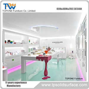 Acrylic Solid Surface Led Lighted Cinema Design Reception Counter