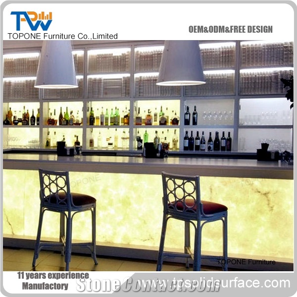 Acrylic Solid Surface Luxury Led Customized Flower Bar Counter