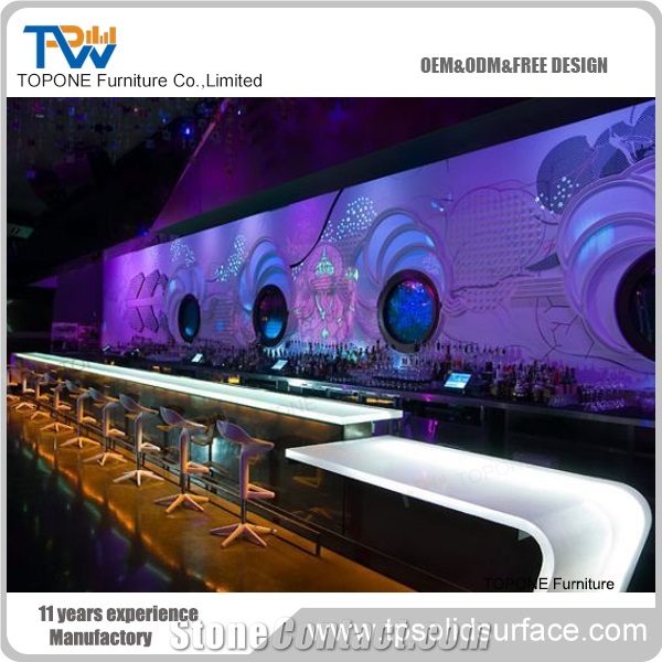 Acrylic Solid Surface Luxury Led Customized Flower Bar Counter