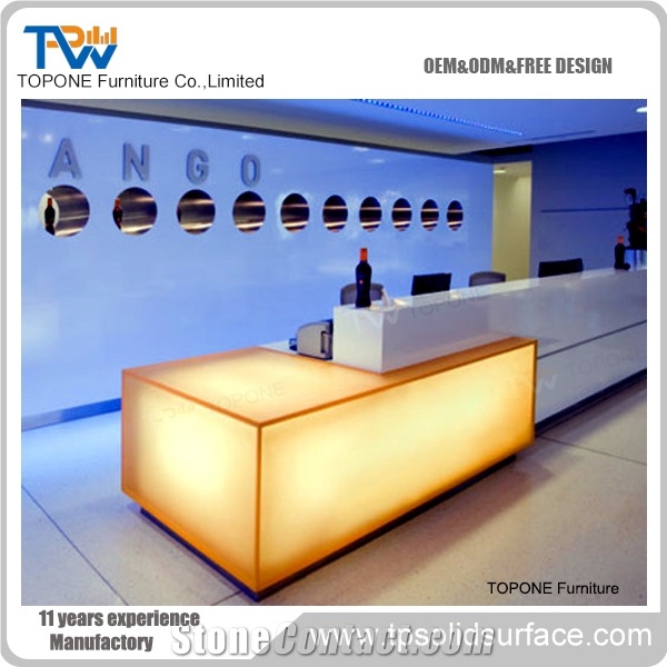 Acrylic Solid Surface Luxury Led Customized Flower Bar Counter