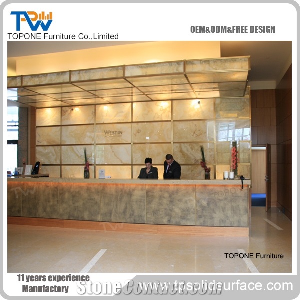 Acrylic Solid Surface Office Reception Table Design