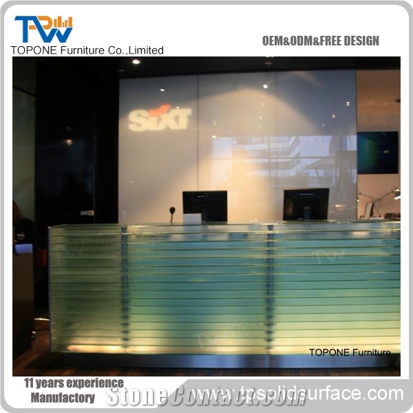 Acrylic Solid Surface Office Reception Table Design