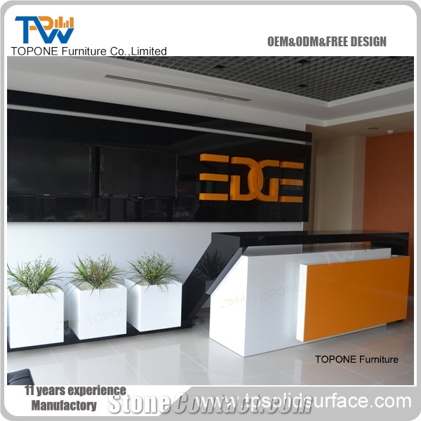 Acrylic Solid Surface Office Reception Table Design