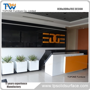 Acrylic Solid Surface Office Reception Table Design