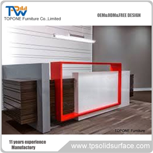 Acrylic Solid Surface Reception Desk Office Service Counter Design