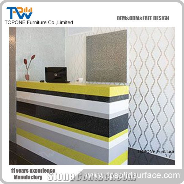 Acrylic Solid Surface Reception Desk Office Service Counter Design