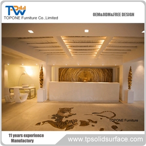 Acrylic Solid Surface Reception Desk Office Service Counter Design