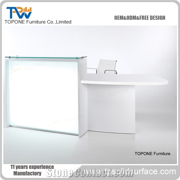 Artificial Marble Led Reception Desk
