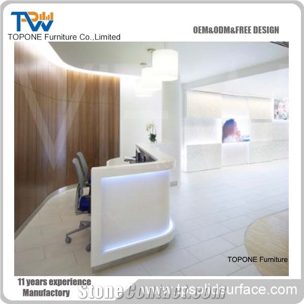 Artificial Marble Led Reception Desk
