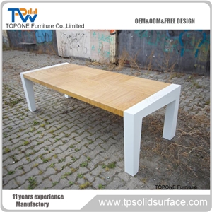 Egg Shape White and Wood Color President Working Table
