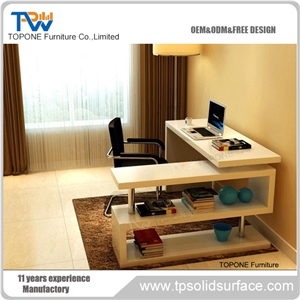 Egg Shape White and Wood Color President Working Table