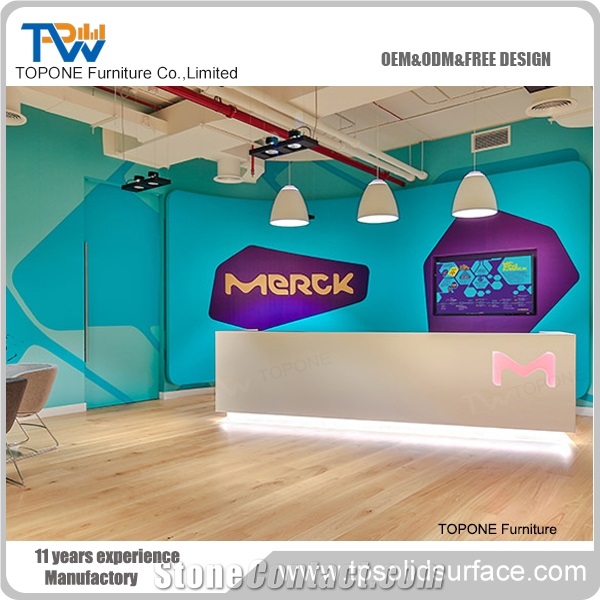 Luxury Led Reception Desk,Artificial Marble Top