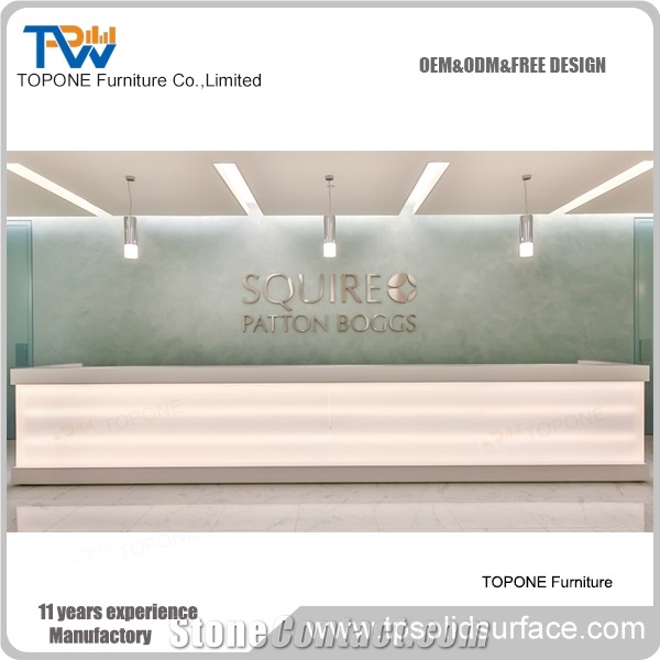 Luxury Led Reception Desk,Artificial Marble Top