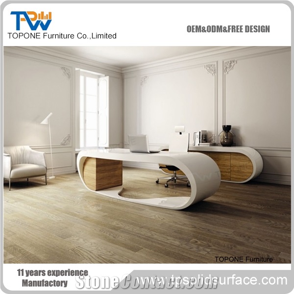 Luxury Office Desk with Round Shape, Artificial Stone Furniture
