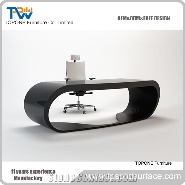 Luxury Office Desk with Round Shape, Artificial Stone Furniture