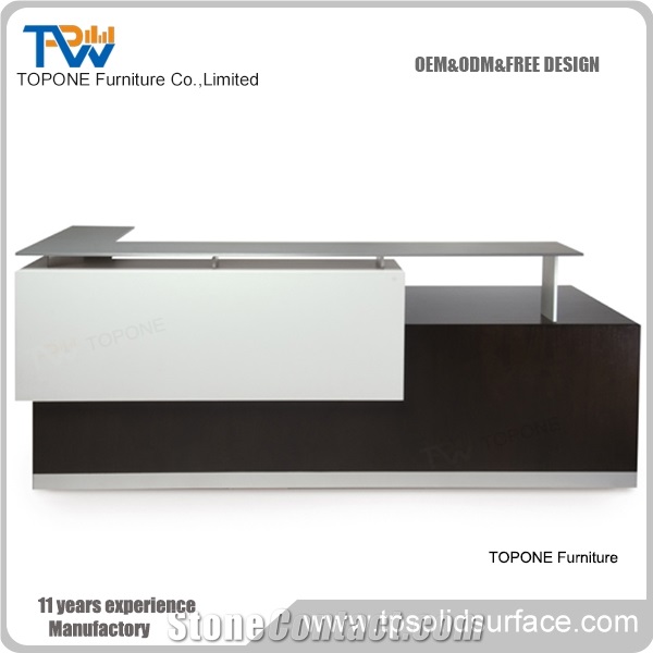 Quality Led Artificial Stone Reception Counter Desk with Logo Design