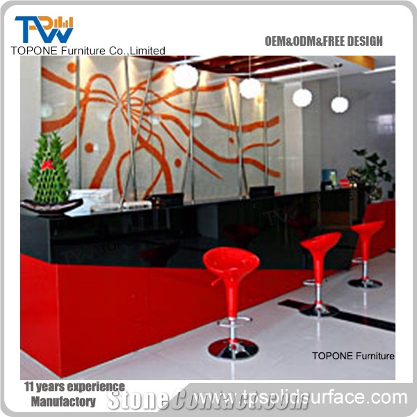 Quality Led Artificial Stone Reception Counter Desk with Logo Design