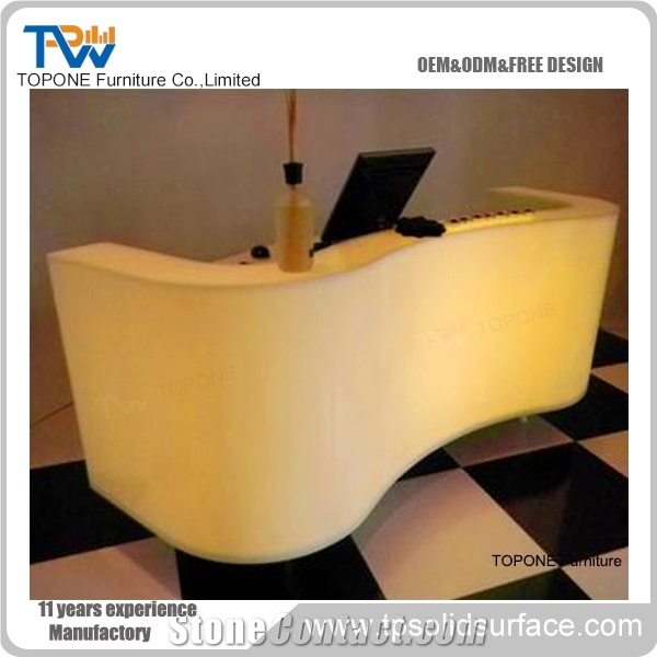 Quality Led Artificial Stone Reception Counter Desk with Logo Design