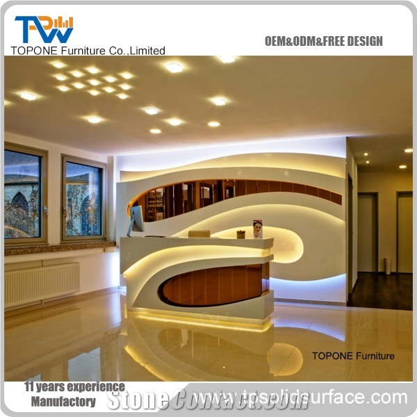 Quality Led Artificial Stone Reception Counter Desk with Logo Design