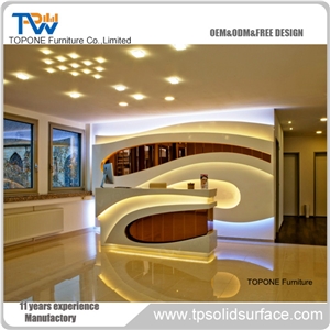Quality Led Artificial Stone Reception Counter Desk with Logo Design