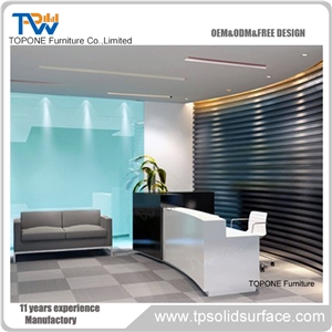 Quality Led Artificial Stone Reception Counter Desk with Logo Design