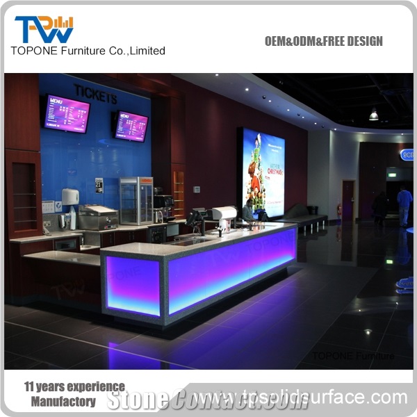 Quality Led Artificial Stone Reception Counter Desk with Logo Design