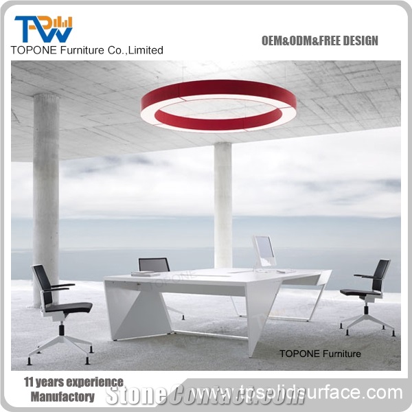 Quartz Stone Meeting Table with Durable Stainless Steel Base