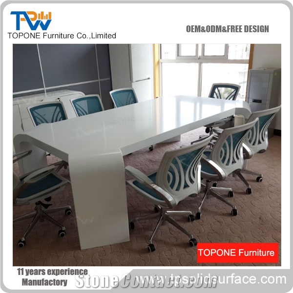 Quartz Stone Meeting Table with Durable Stainless Steel Base