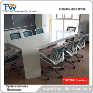 Quartz Stone Meeting Table with Durable Stainless Steel Base