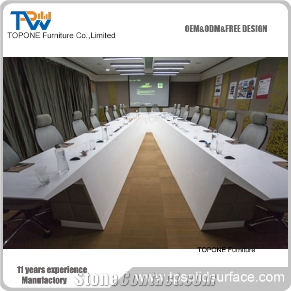 Quartz Stone Meeting Table with Durable Stainless Steel Base
